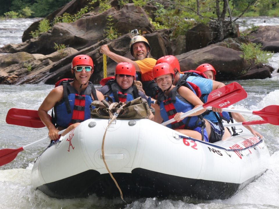 OAC Whitewater raft running Broken Nose rapid on the Middle Ocoee River