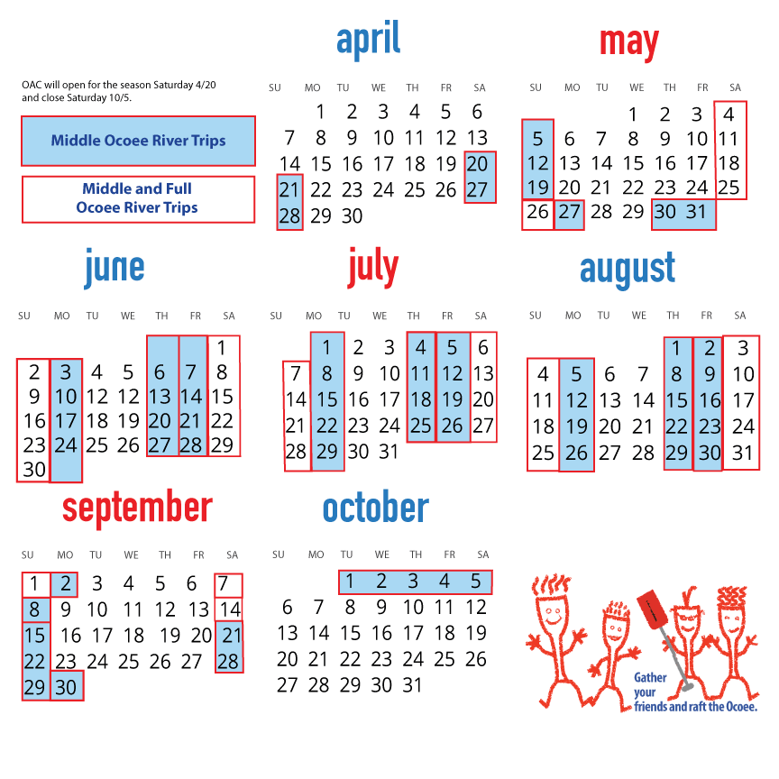OAC 2024 Rafting Calendar